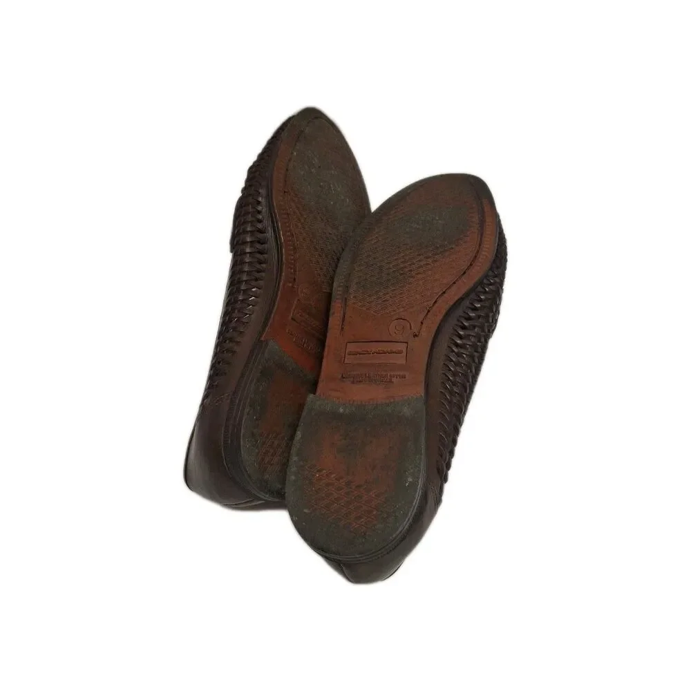 STACY ADAMS 25349 BROWN TASSELED WOVEN LEATHER SLIP ON MENS Size 9 SHOES